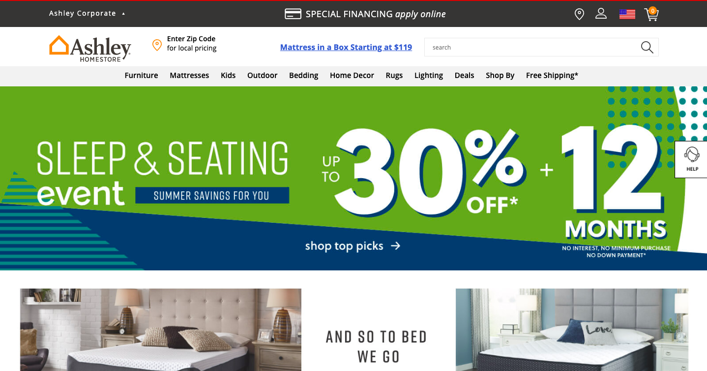 Ashley Furniture HomeStore Website