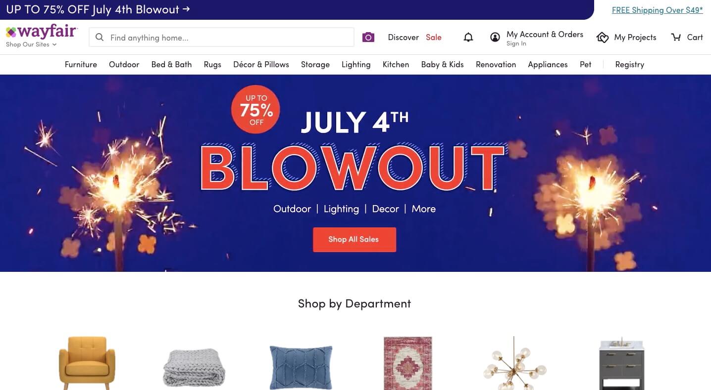 Wayfair website
